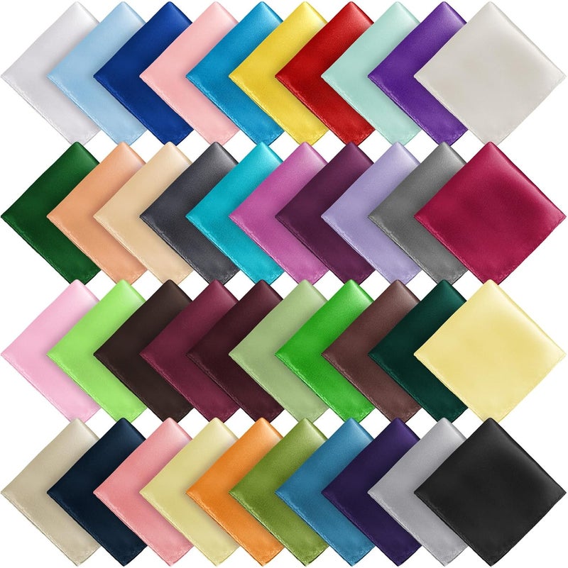 Newcotte 40 Pcs Pocket Squares for Men Assorted Solid Color Handkerchief Suit Pocket Handkerchief Soft Square Handy - Image 1